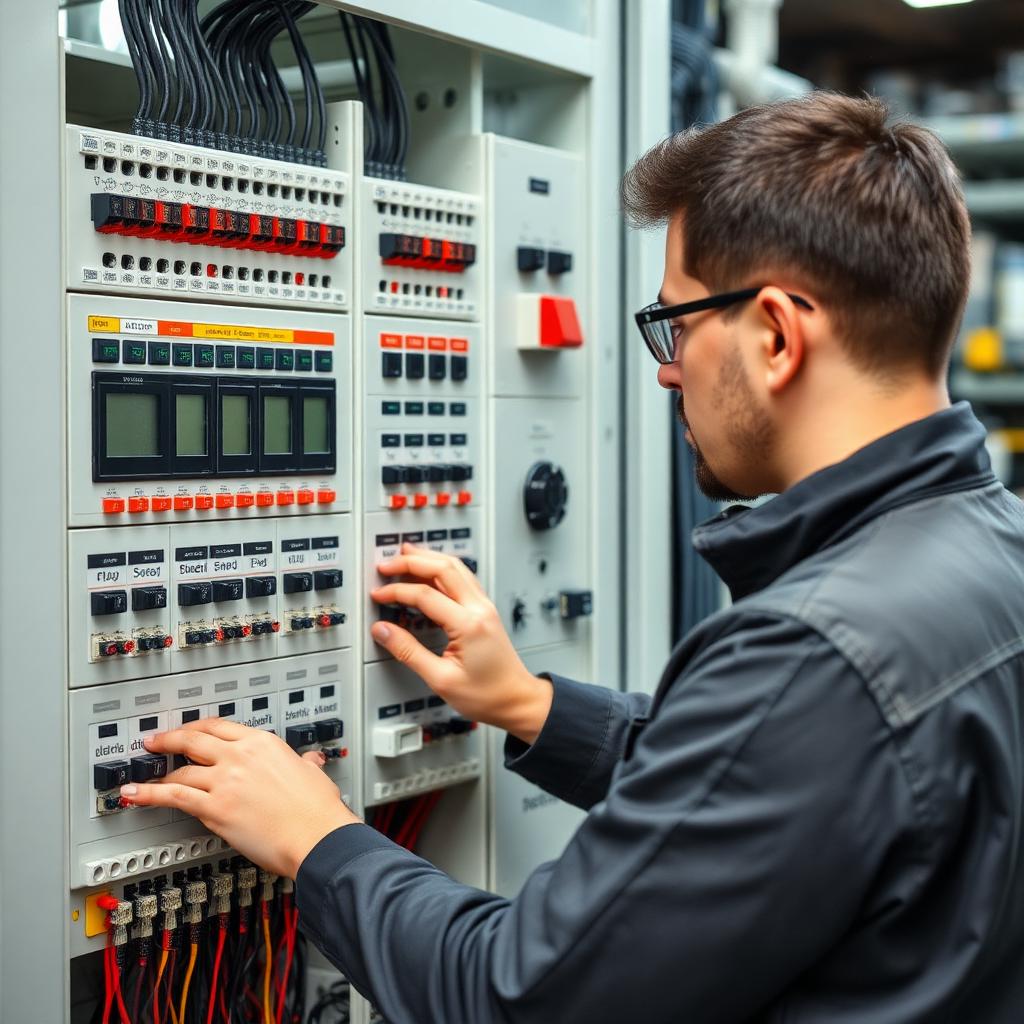 PLC automation panel — bottling line